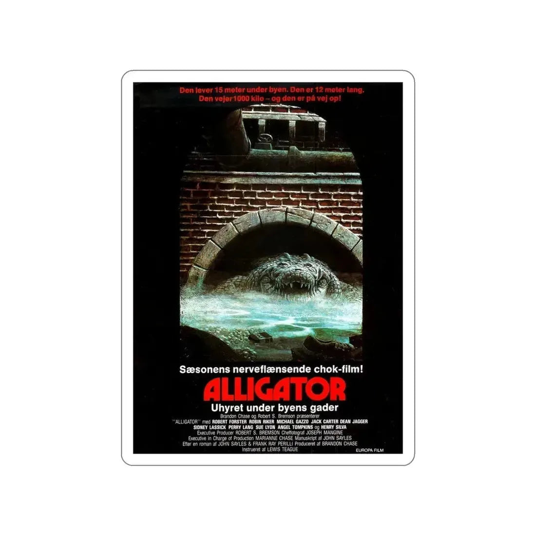 ALLIGATOR (DANISH) 1980 Movie Poster STICKER Vinyl Die-Cut Decal 6 Inch - The Sticker Space