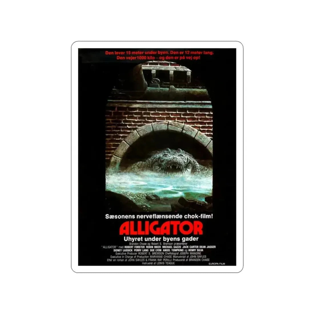 ALLIGATOR (DANISH) 1980 Movie Poster STICKER Vinyl Die-Cut Decal - The Sticker Space