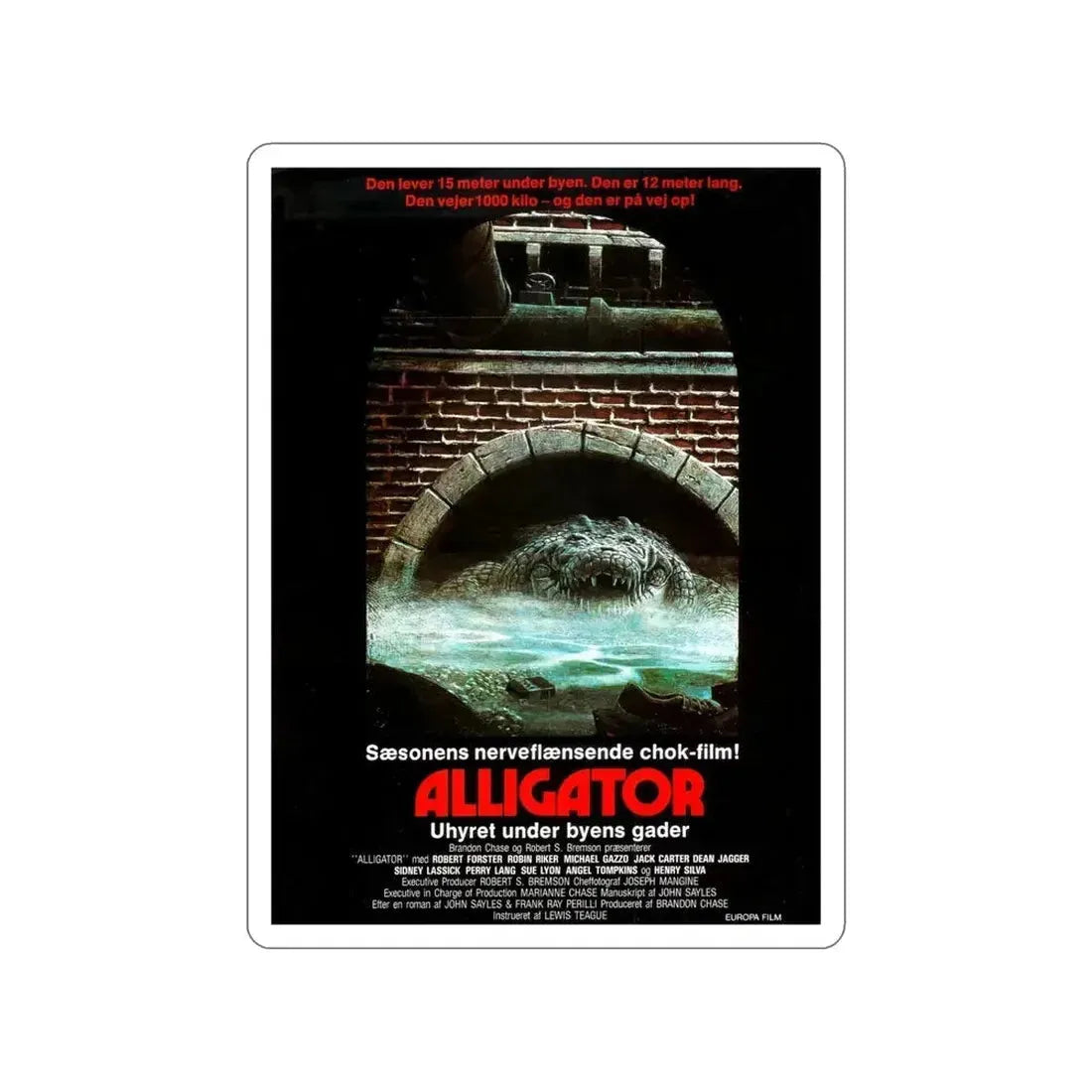 ALLIGATOR (DANISH) 1980 Movie Poster STICKER Vinyl Die-Cut Decal - The Sticker Space