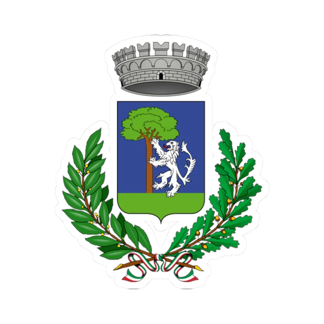 Almenno San Bartolomeo-Stemma (Italy) (Coat of Arms) STICKER Vinyl Kiss-Cut Decal 2 Inch White - The Sticker Space