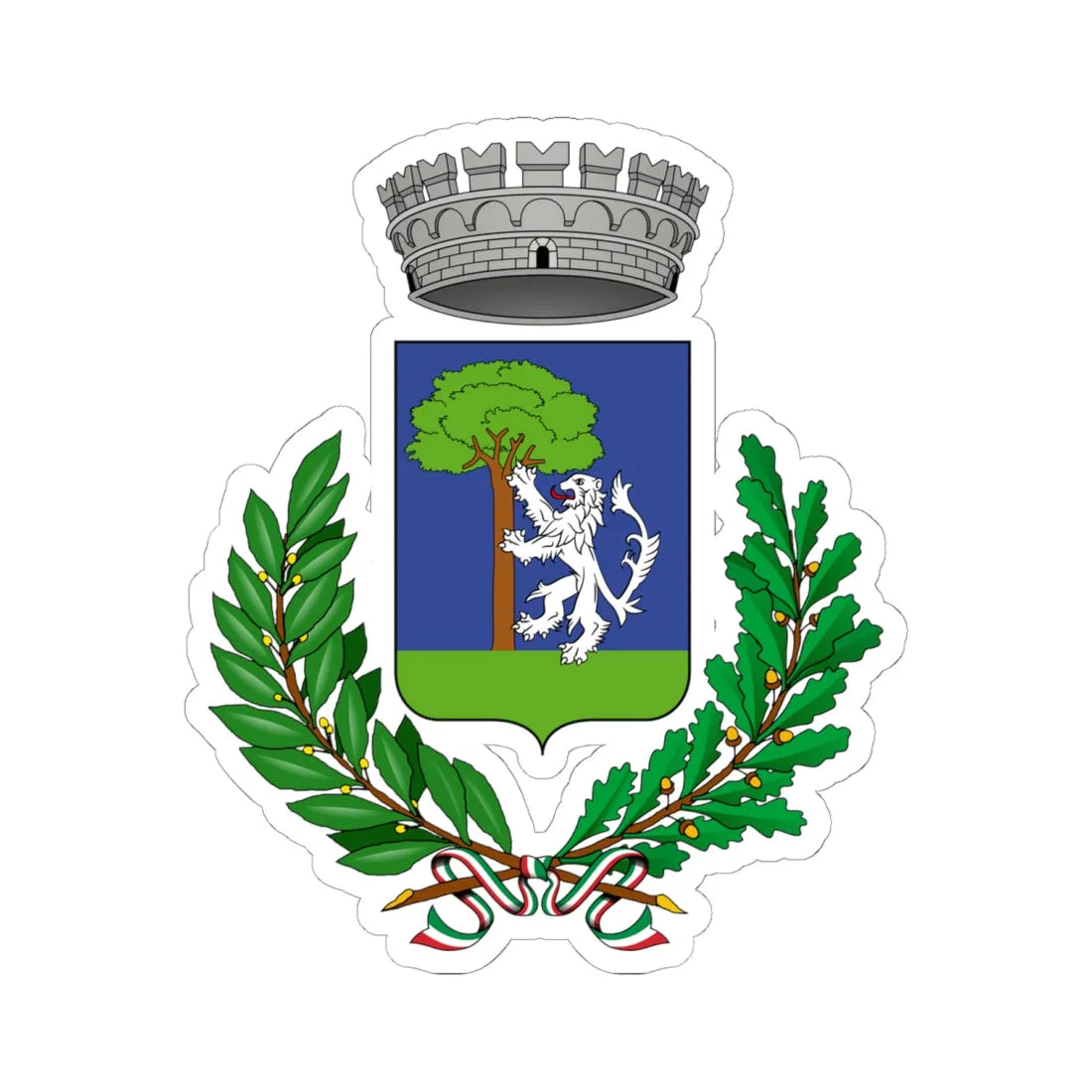 Almenno San Bartolomeo-Stemma (Italy) (Coat of Arms) STICKER Vinyl Kiss-Cut Decal 6 Inch White - The Sticker Space