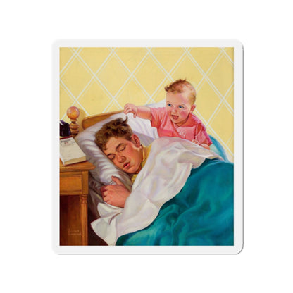 Almost Got It!, This Week magazine- Father's Day cover, June 18, 1939 (Magazine Illustration) Refrigerator Magnet-2" x 2"-The Sticker Space