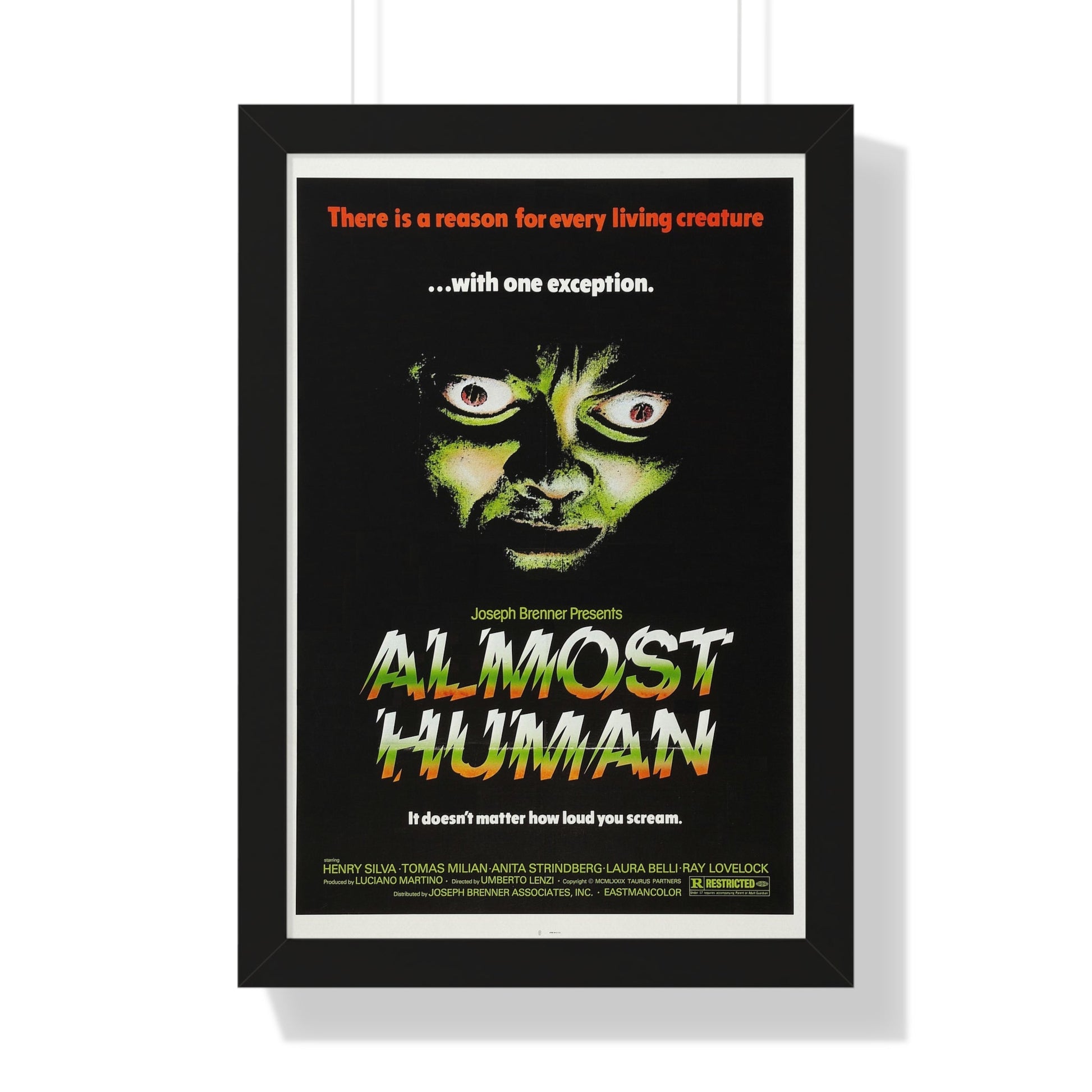 ALMOST HUMAN 1974 - Framed Movie Poster-16″ x 24″-The Sticker Space