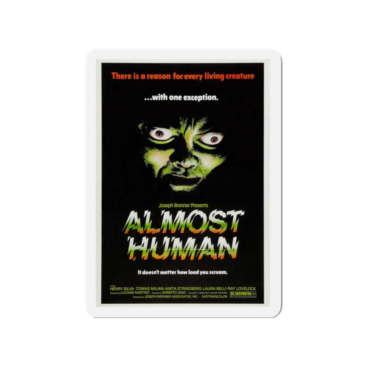 ALMOST HUMAN 1974 Movie Poster - Die-Cut Magnet-2" x 2"-The Sticker Space