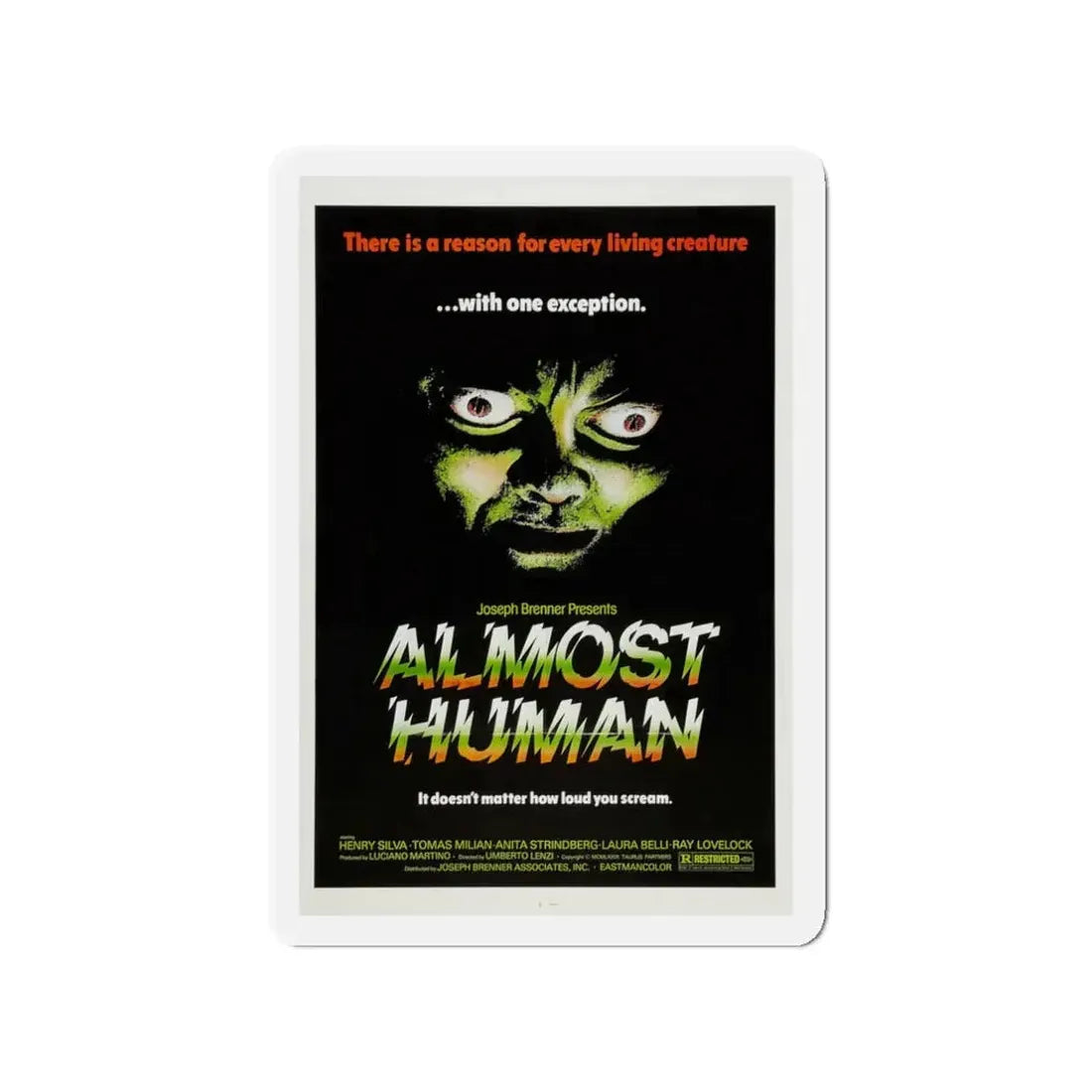 ALMOST HUMAN 1974 Movie Poster - Refrigerator Magnet 3 Inch - The Sticker Space