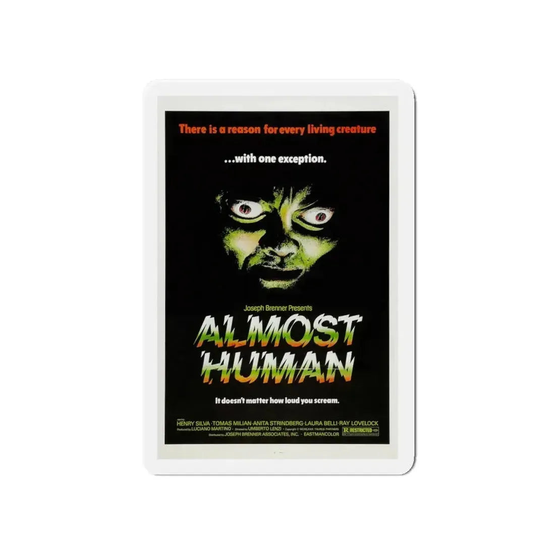 ALMOST HUMAN 1974 Movie Poster - Refrigerator Magnet 5 Inch - The Sticker Space