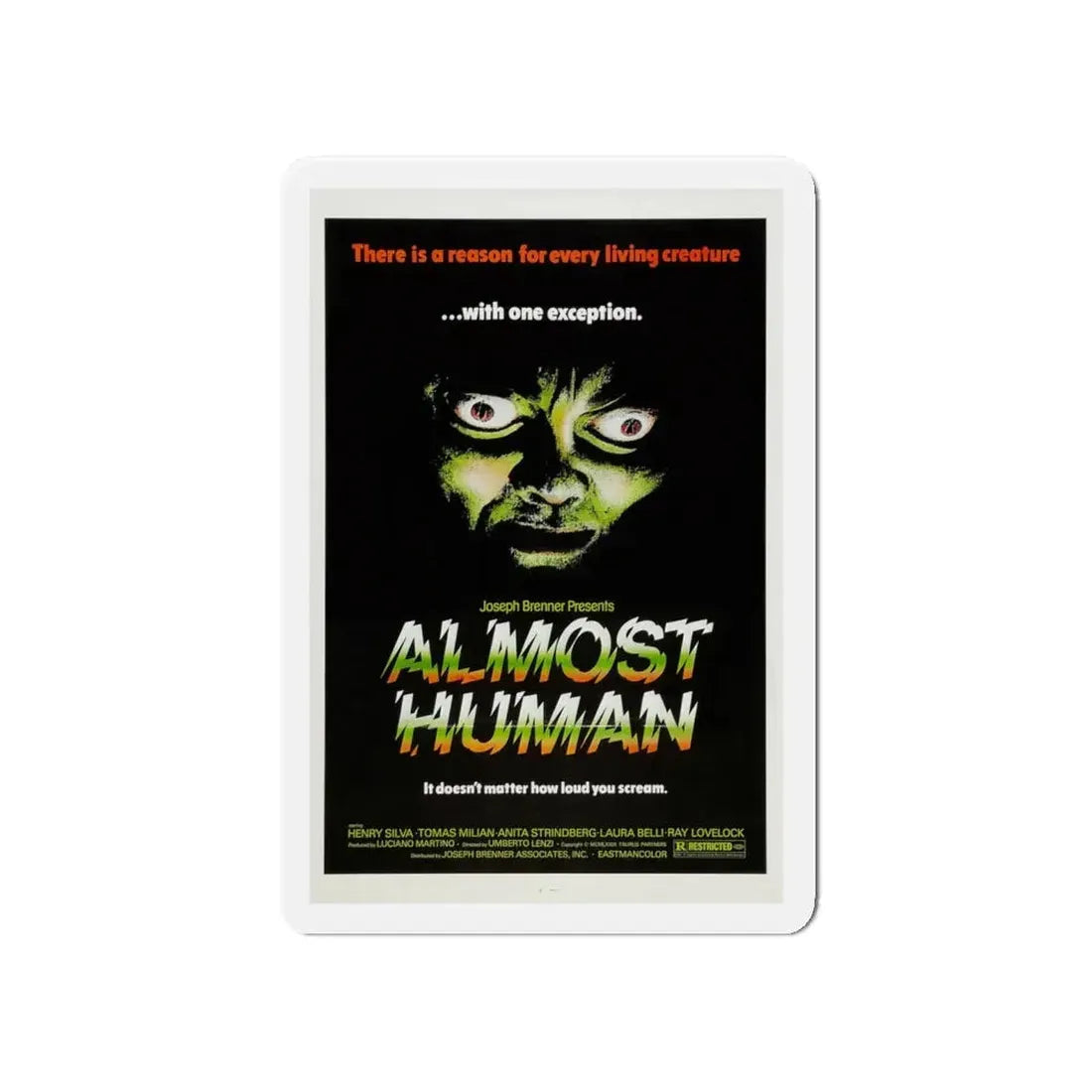 ALMOST HUMAN 1974 Movie Poster - Refrigerator Magnet 5 Inch - The Sticker Space