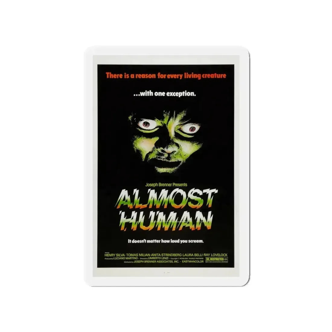 ALMOST HUMAN 1974 Movie Poster - Refrigerator Magnet - The Sticker Space