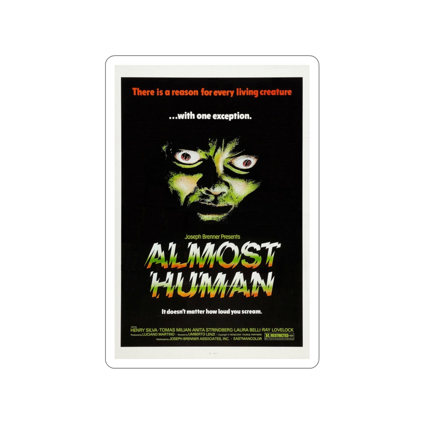 ALMOST HUMAN 1974 Movie Poster STICKER Vinyl Die-Cut Decal-3 Inch-The Sticker Space