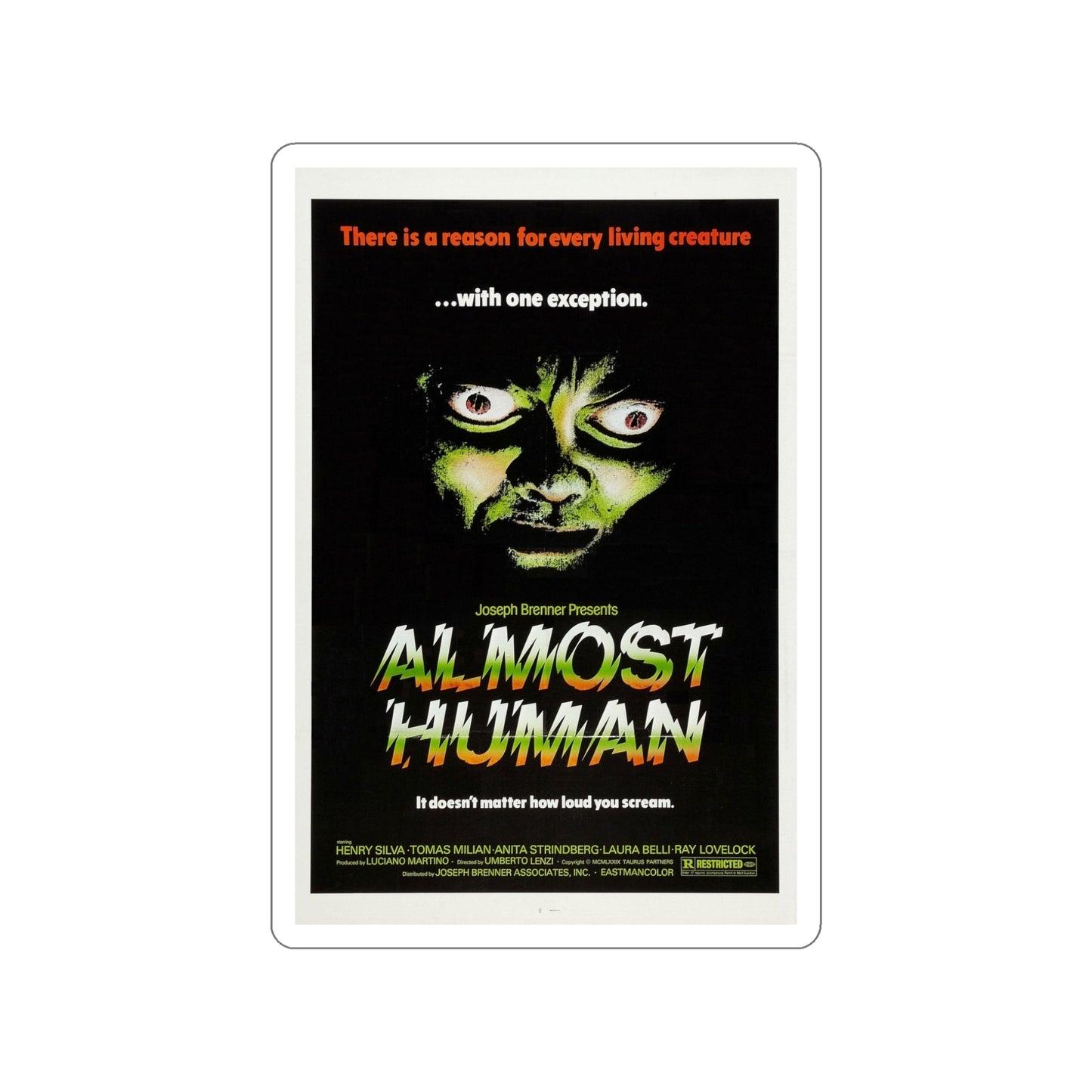 ALMOST HUMAN 1974 Movie Poster STICKER Vinyl Die-Cut Decal-5 Inch-The Sticker Space