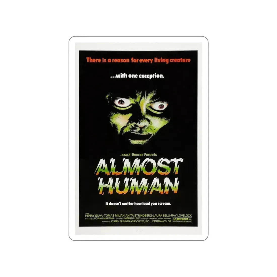 ALMOST HUMAN 1974 Movie Poster STICKER Vinyl Die-Cut Decal 5 Inch - The Sticker Space
