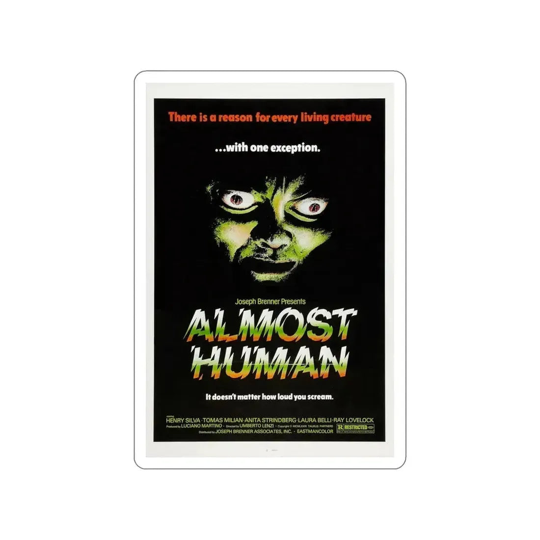 ALMOST HUMAN 1974 Movie Poster STICKER Vinyl Die-Cut Decal 5 Inch - The Sticker Space