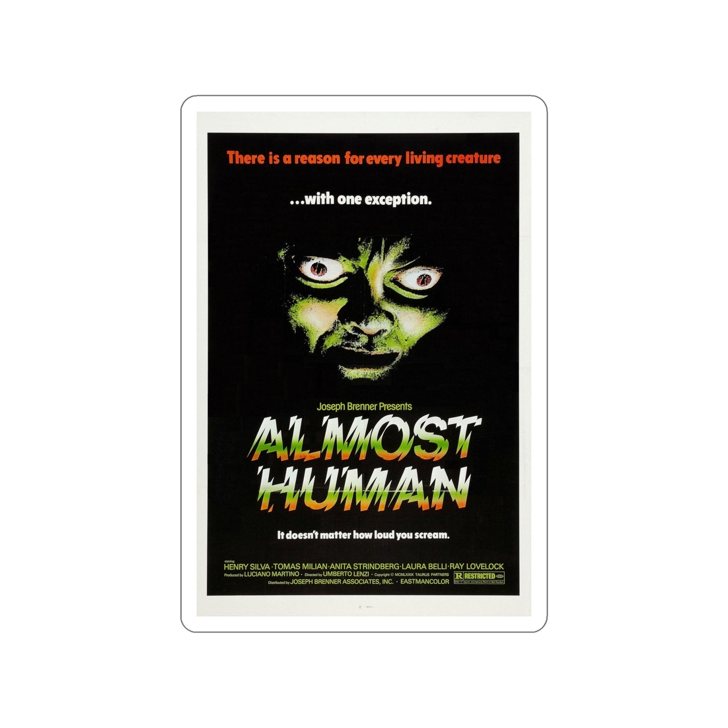 ALMOST HUMAN 1974 Movie Poster STICKER Vinyl Die-Cut Decal-6 Inch-The Sticker Space