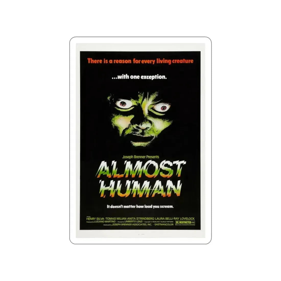 ALMOST HUMAN 1974 Movie Poster STICKER Vinyl Die-Cut Decal - The Sticker Space
