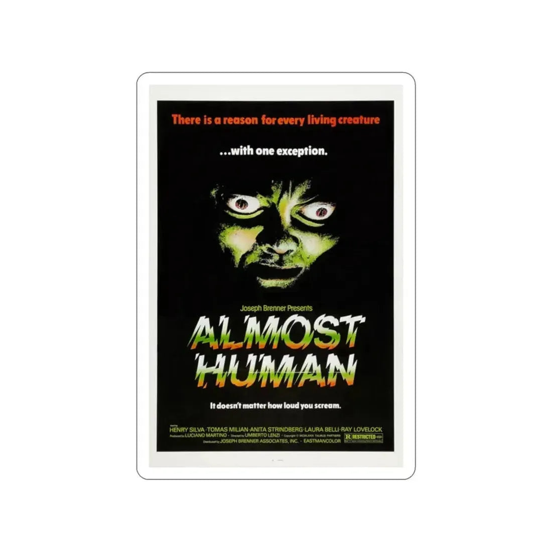 ALMOST HUMAN 1974 Movie Poster STICKER Vinyl Die-Cut Decal - The Sticker Space