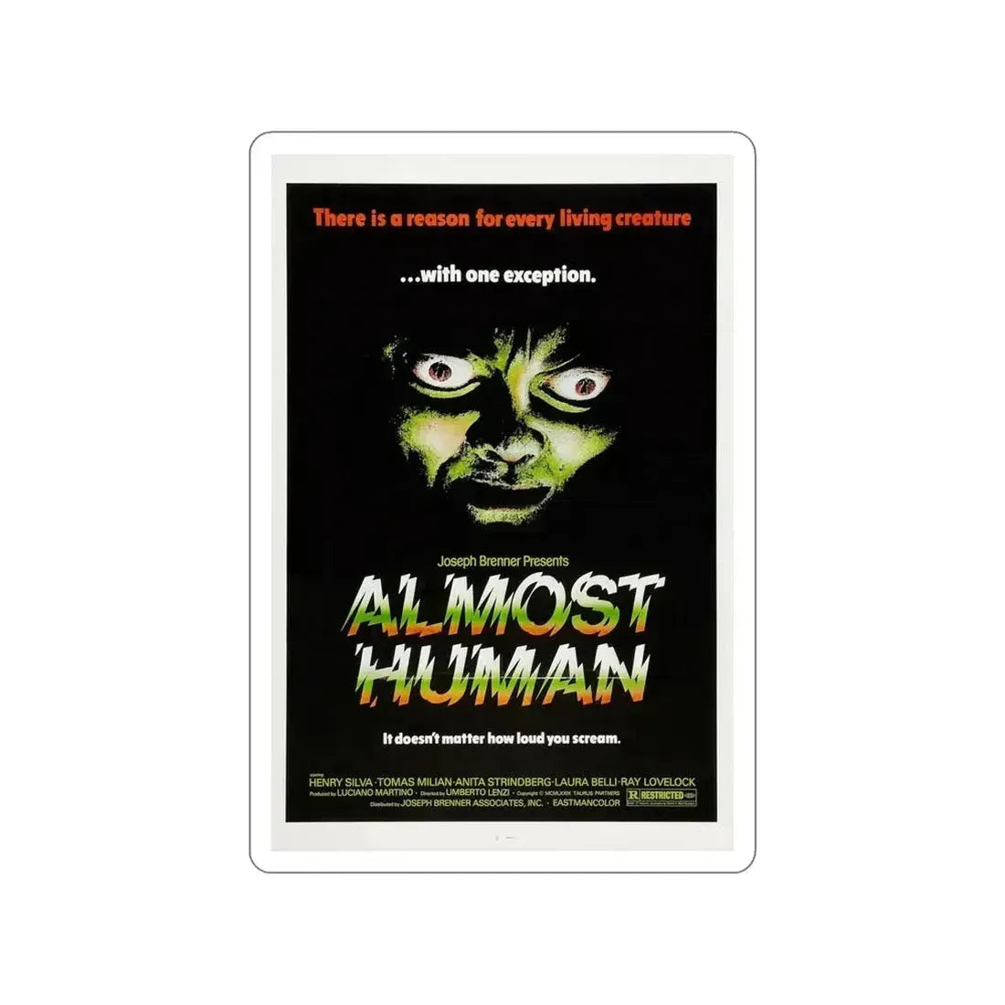 ALMOST HUMAN 1974 Movie Poster STICKER Vinyl Die-Cut Decal - The Sticker Space