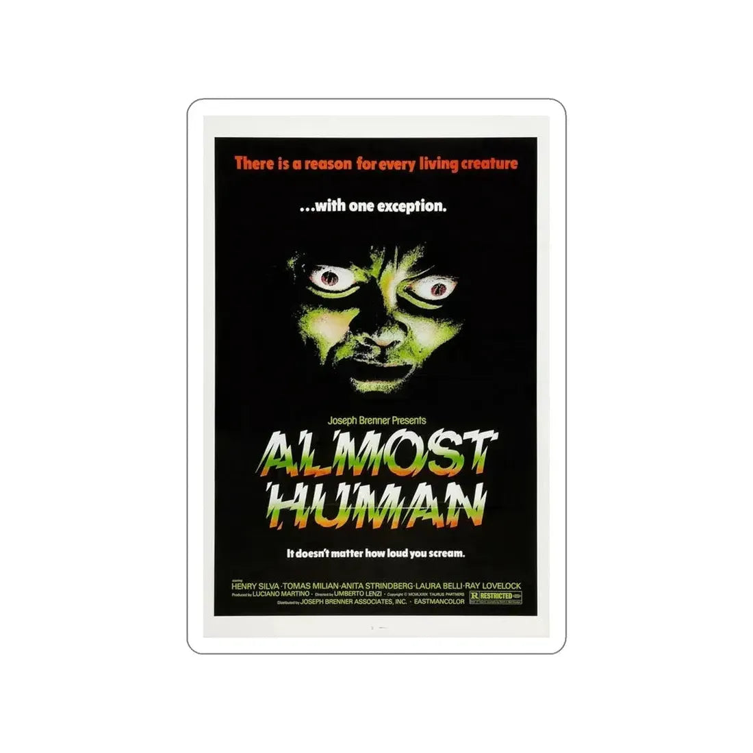 ALMOST HUMAN 1974 Movie Poster STICKER Vinyl Die-Cut Decal - The Sticker Space