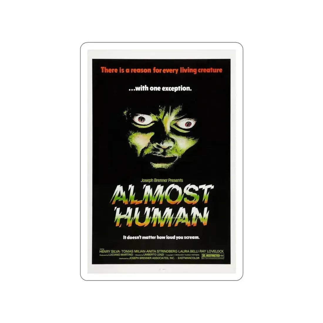 ALMOST HUMAN 1974 Movie Poster STICKER Vinyl Die-Cut Decal - The Sticker Space