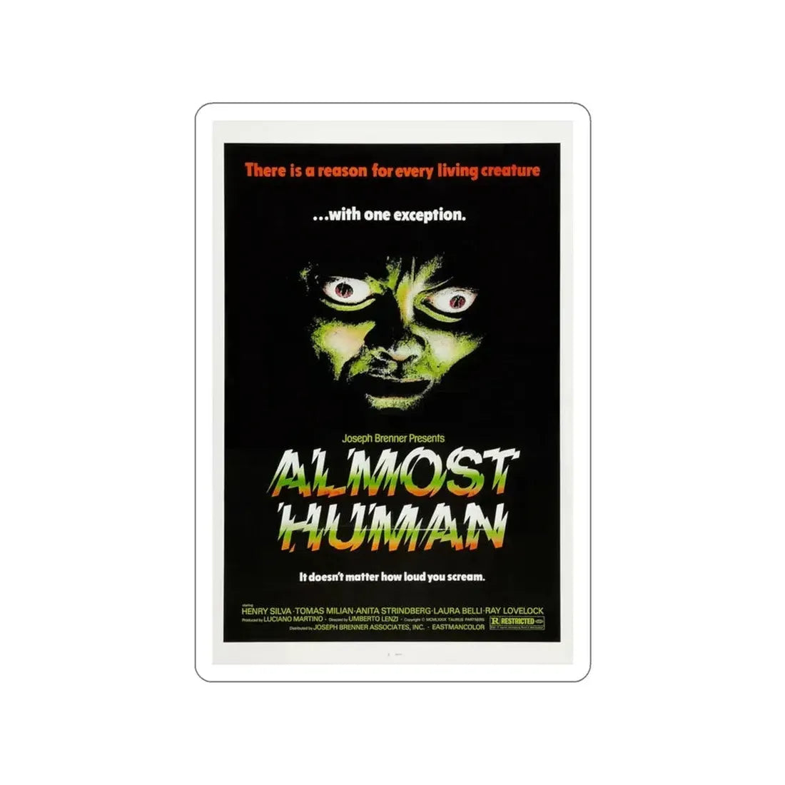 ALMOST HUMAN 1974 Movie Poster STICKER Vinyl Die-Cut Decal - The Sticker Space