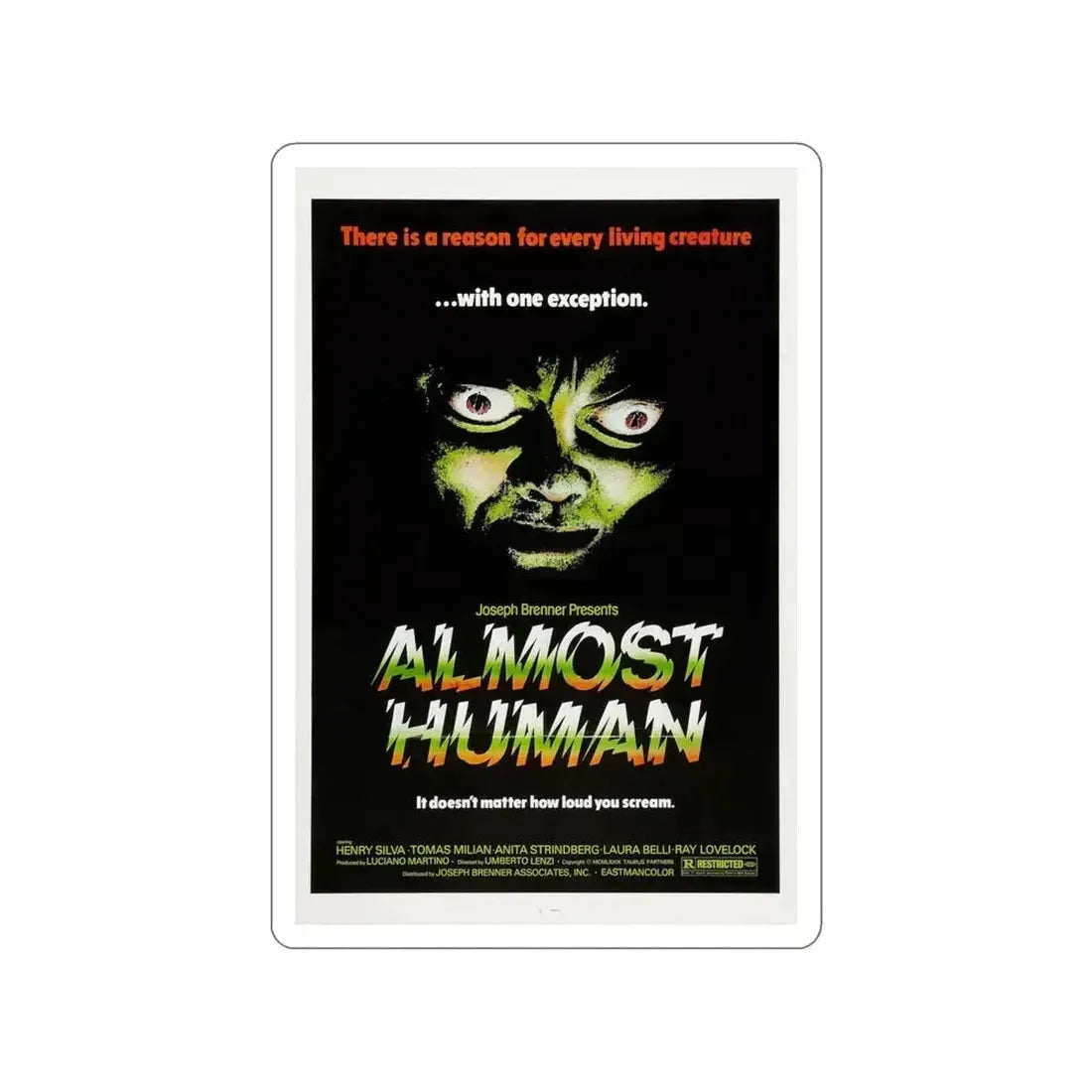 ALMOST HUMAN 1974 Movie Poster STICKER Vinyl Die-Cut Decal - The Sticker Space