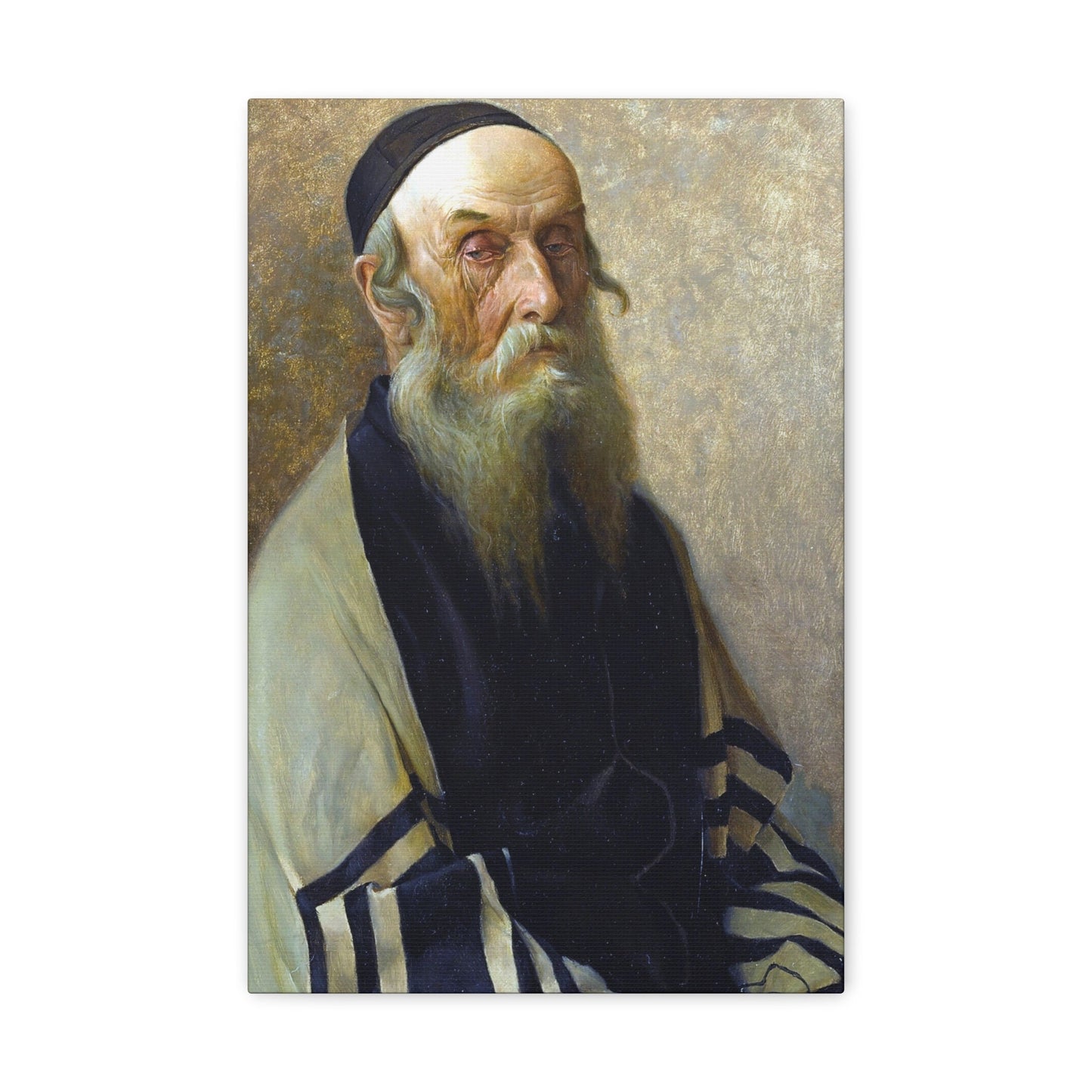 Alois Heinrich Priechenfried (1867-1953) Seated Rabbi - Canvas Wall Art-12" x 18"-The Sticker Space