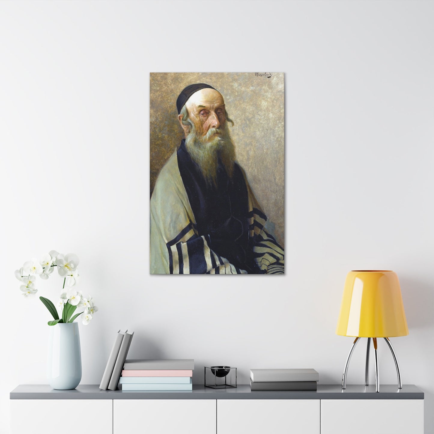 Alois Heinrich Priechenfried (1867-1953) Seated Rabbi - Canvas Wall Art-The Sticker Space