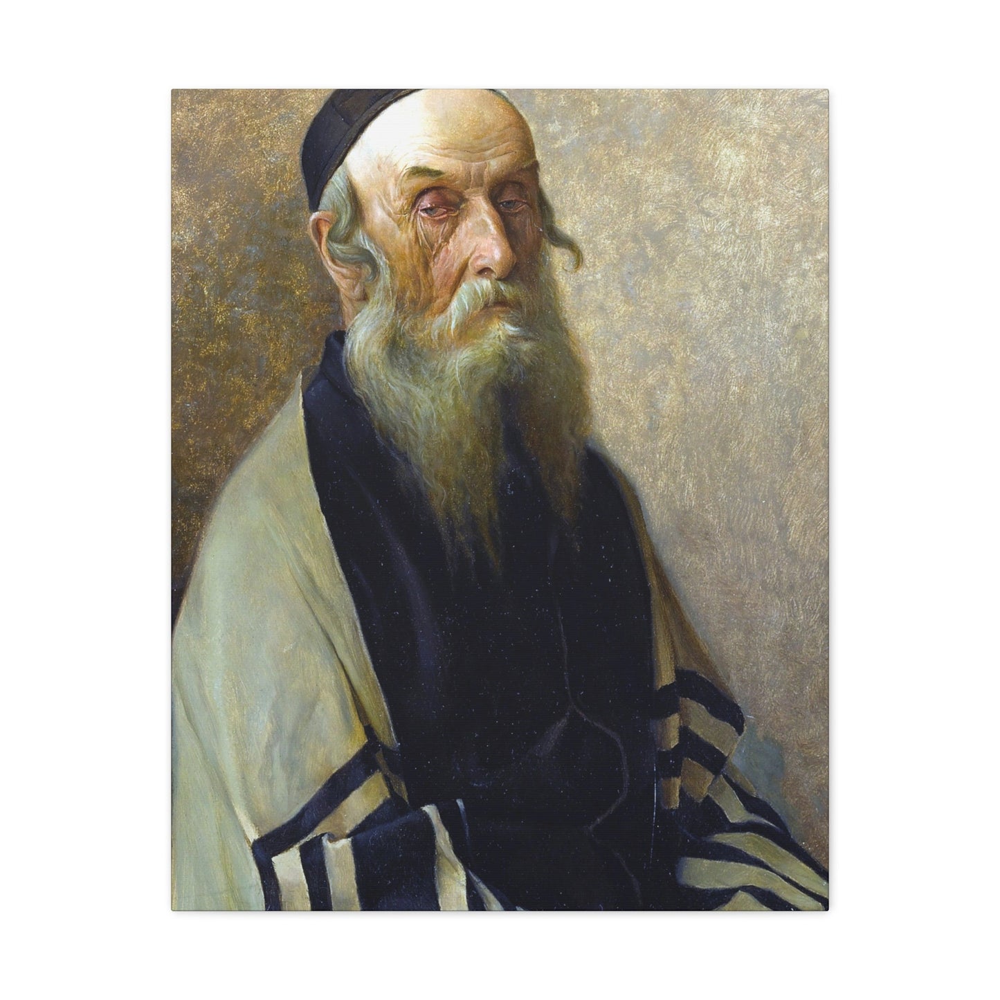 Alois Heinrich Priechenfried (1867-1953) Seated Rabbi - Canvas Wall Art-24″ x 30″-The Sticker Space