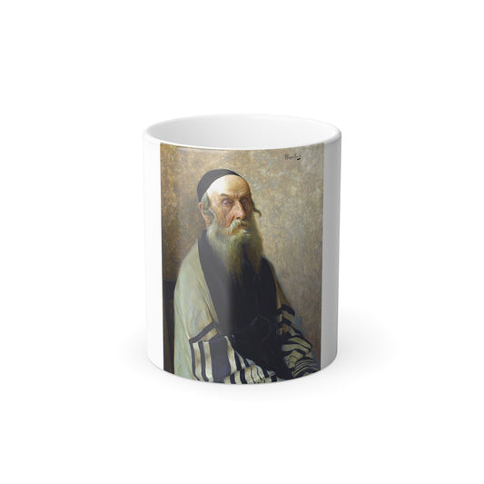 Alois Heinrich Priechenfried (1867-1953) Seated Rabbi - Oil on Panel - Color Changing Mug 11oz-11oz-The Sticker Space