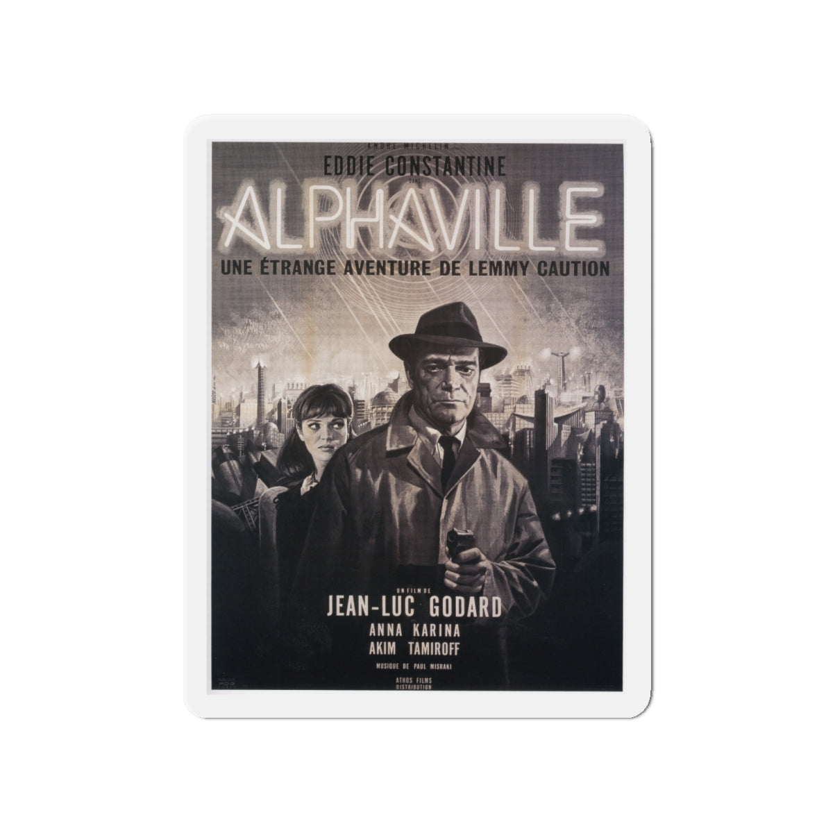 ALPHAVILLE 1965 Movie Poster - Die-Cut Magnet-4" x 4"-The Sticker Space