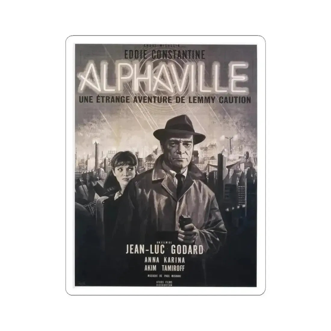 ALPHAVILLE 1965 Movie Poster - STICKER Vinyl Kiss-Cut Decal 3 Inch White - The Sticker Space