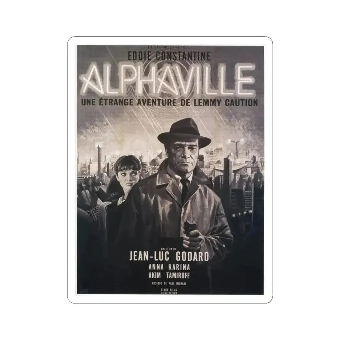 ALPHAVILLE 1965 Movie Poster - STICKER Vinyl Kiss-Cut Decal 4 Inch White - The Sticker Space