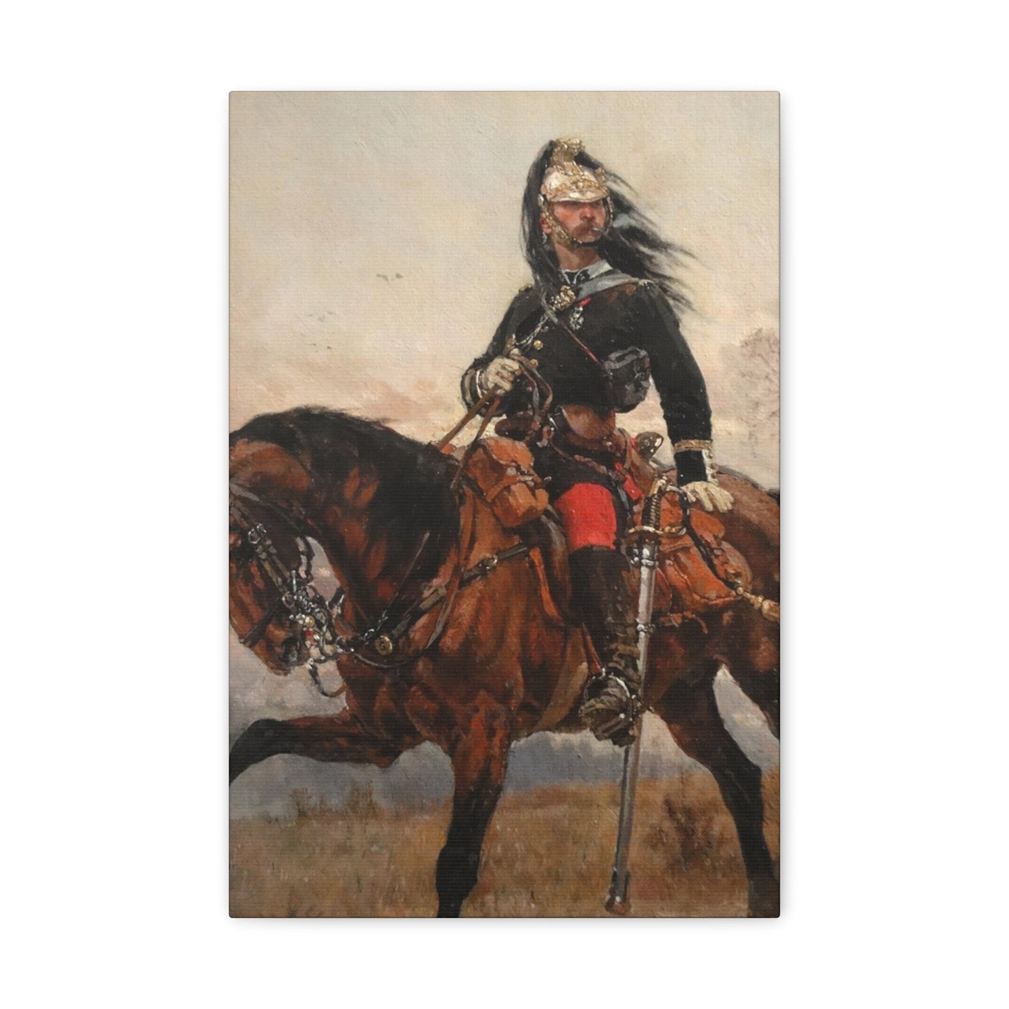 Alphonse-Marie-Adolphe de Neuville (1835-1885) Capitaine de dragons 1878 - Canvas Wall Art-12" x 18"-The Sticker Space