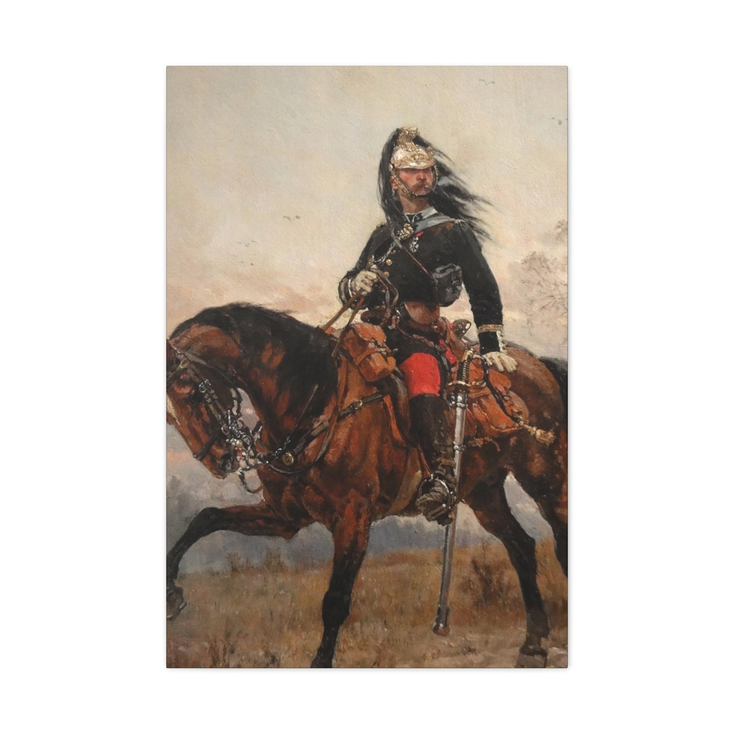 Alphonse-Marie-Adolphe de Neuville (1835-1885) Capitaine de dragons 1878 - Canvas Wall Art-24″ x 36″-The Sticker Space