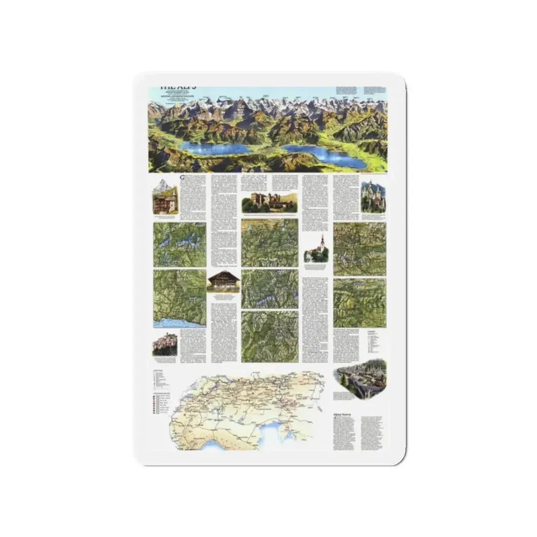 Alps, The - A Traveller's Map (1985) (Map) Refrigerator Magnet 2 Inch - The Sticker Space