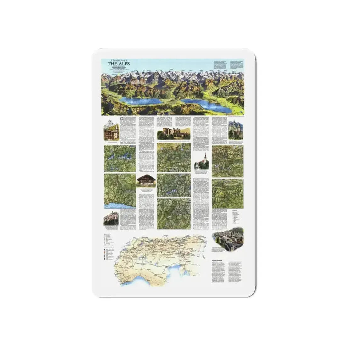 Alps, The - A Traveller's Map (1985) (Map) Refrigerator Magnet - The Sticker Space