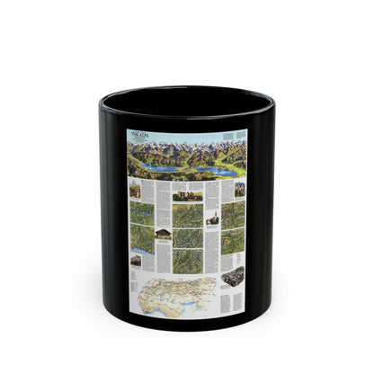 Alps, The - A Traveller's Map (1985) (Map) Black Coffee Mug-11oz-The Sticker Space