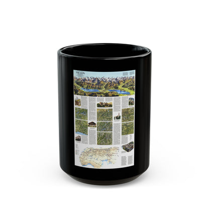 Alps, The - A Traveller's Map (1985) (Map) Black Coffee Mug-15oz-The Sticker Space