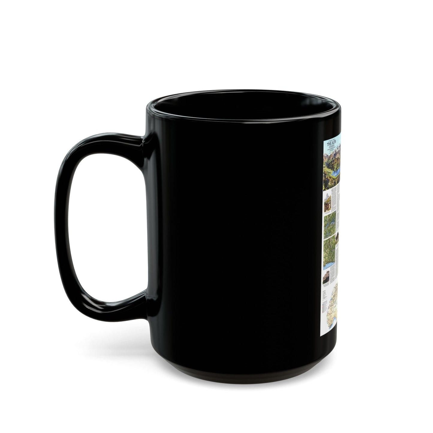 Alps, The - A Traveller's Map (1985) (Map) Black Coffee Mug-The Sticker Space