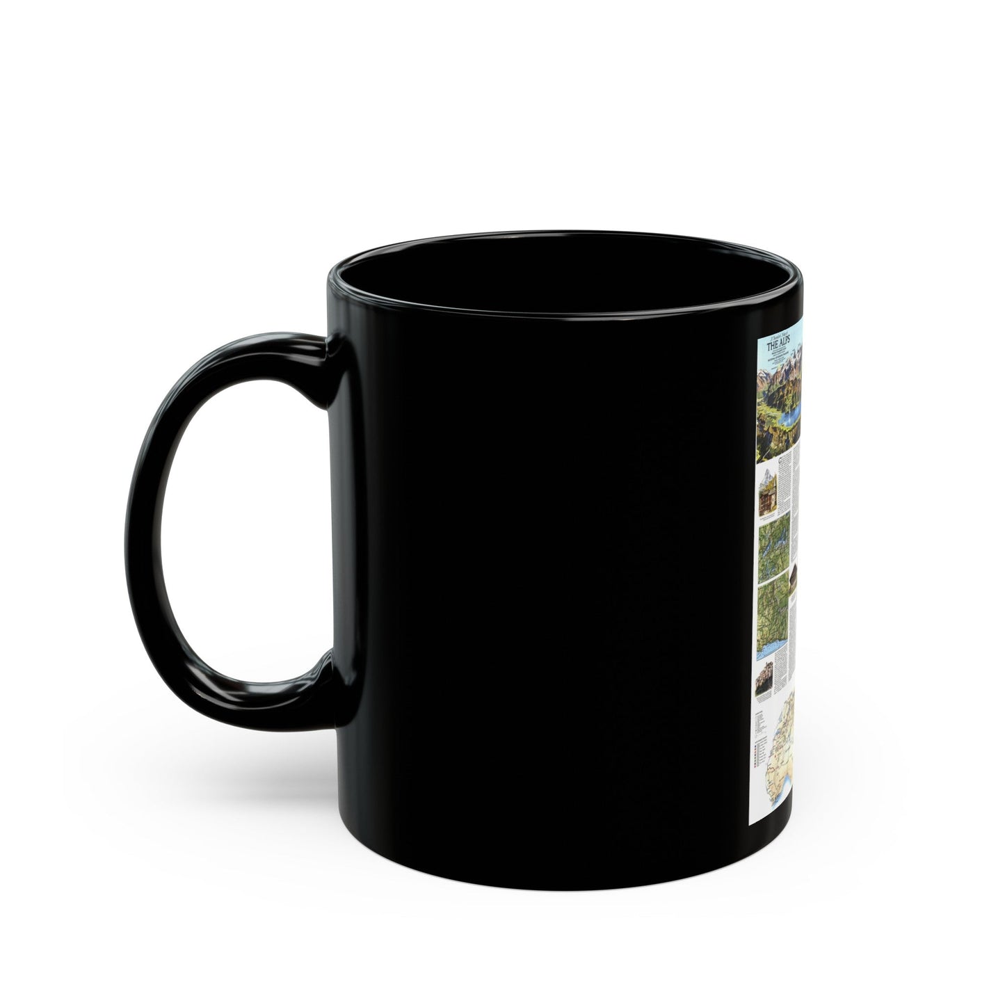 Alps, The - A Traveller's Map (1985) (Map) Black Coffee Mug-The Sticker Space