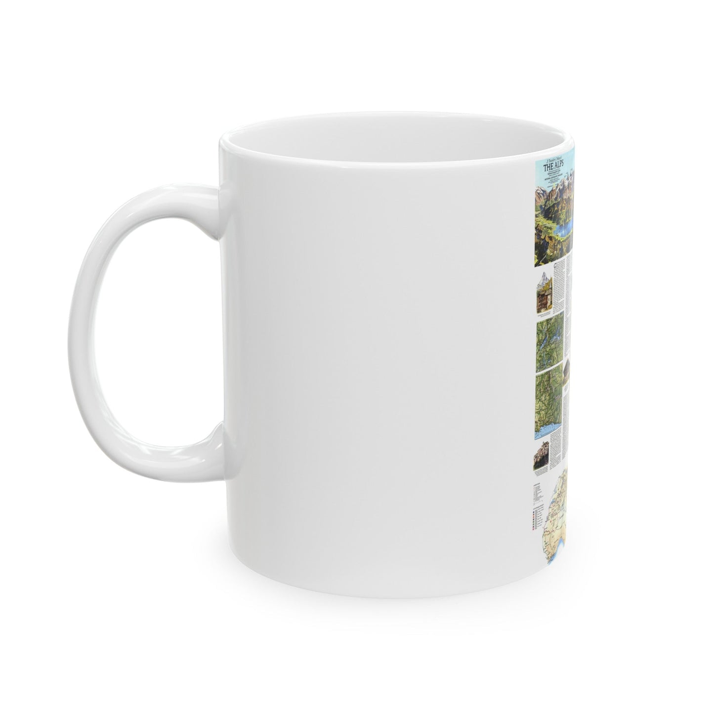 Alps, The - A Traveller's Map (1985) (Map) White Coffee Mug-The Sticker Space