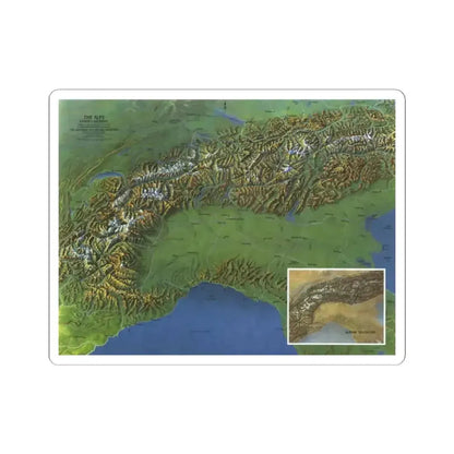 Alps, The - Europe's Backbone (1965) (Map) STICKER Vinyl Kiss-Cut Decal 2 Inch White - The Sticker Space