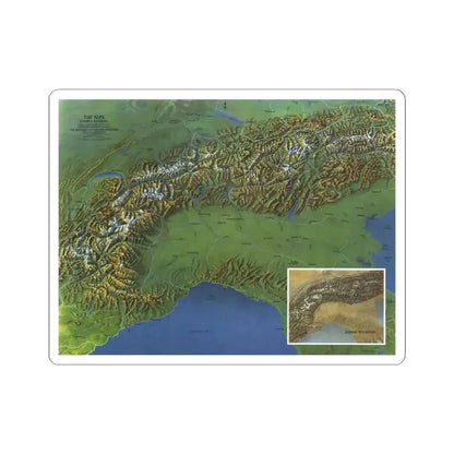 Alps, The - Europe's Backbone (1965) (Map) STICKER Vinyl Kiss-Cut Decal 3 Inch White - The Sticker Space