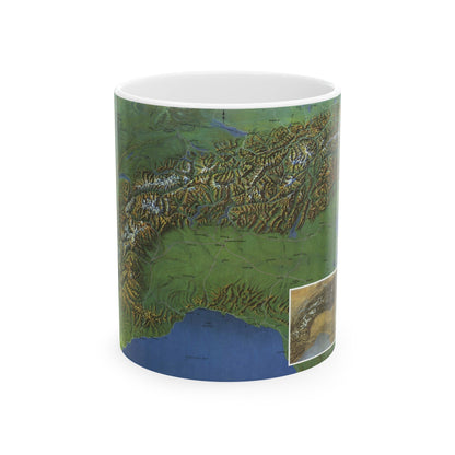 Alps, The - Europe's Backbone (1965) (Map) White Coffee Mug-11oz-The Sticker Space