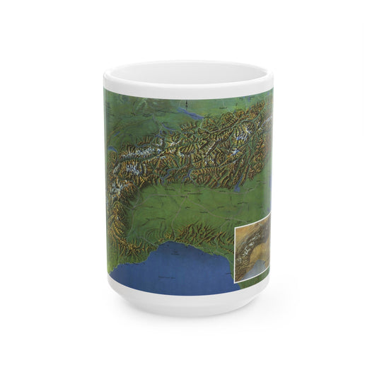 Alps, The - Europe's Backbone (1965) (Map) White Coffee Mug-15oz-The Sticker Space