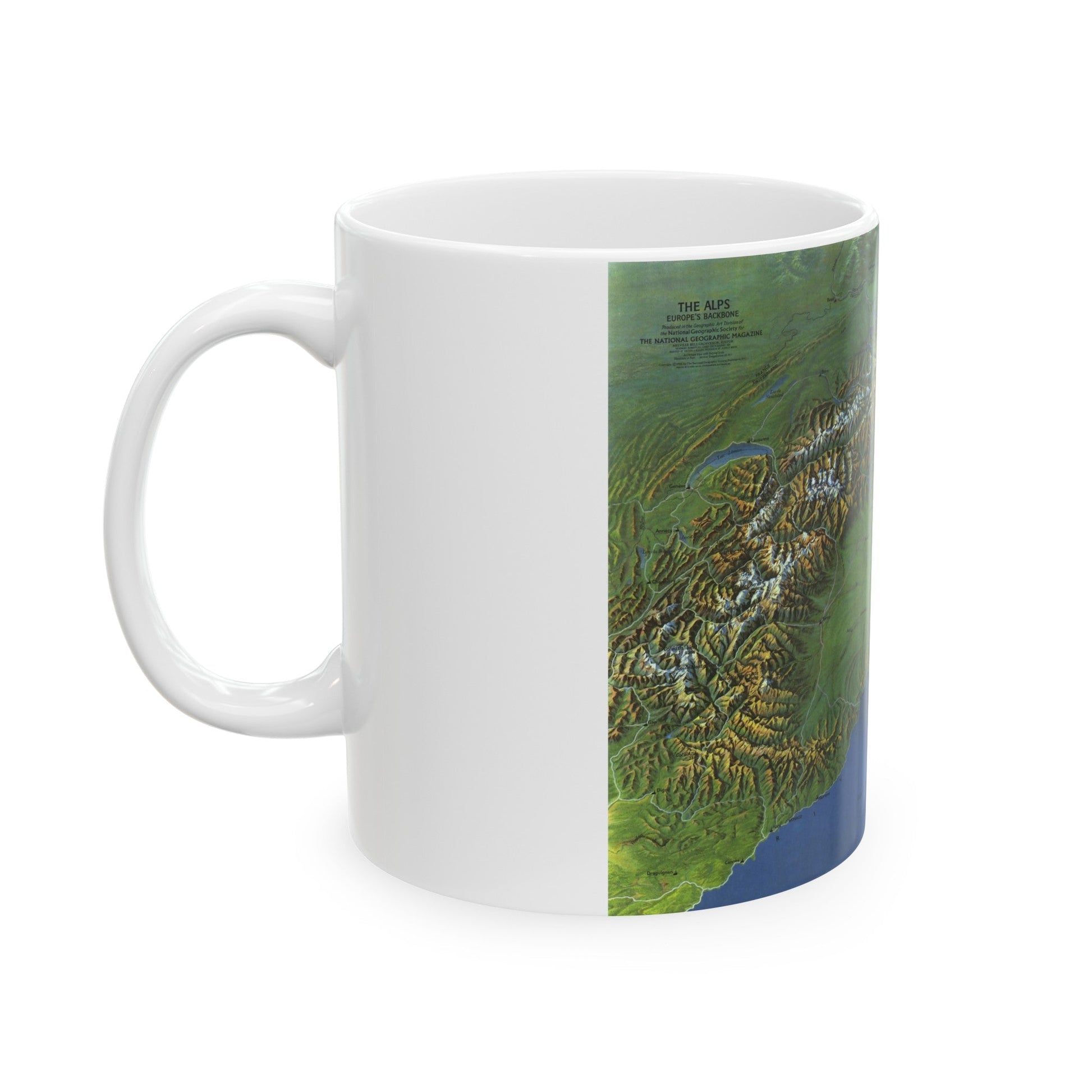 Alps, The - Europe's Backbone (1965) (Map) White Coffee Mug-The Sticker Space