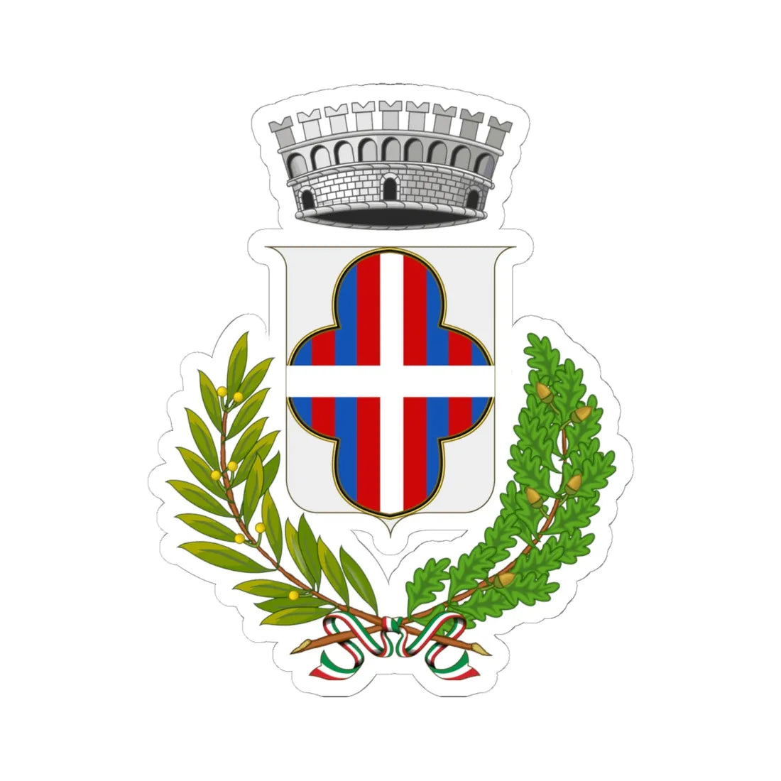 Altavilla Monferrato-Stemma de facto (Italy) (Coat of Arms) STICKER Vinyl Kiss-Cut Decal 6 Inch White - The Sticker Space