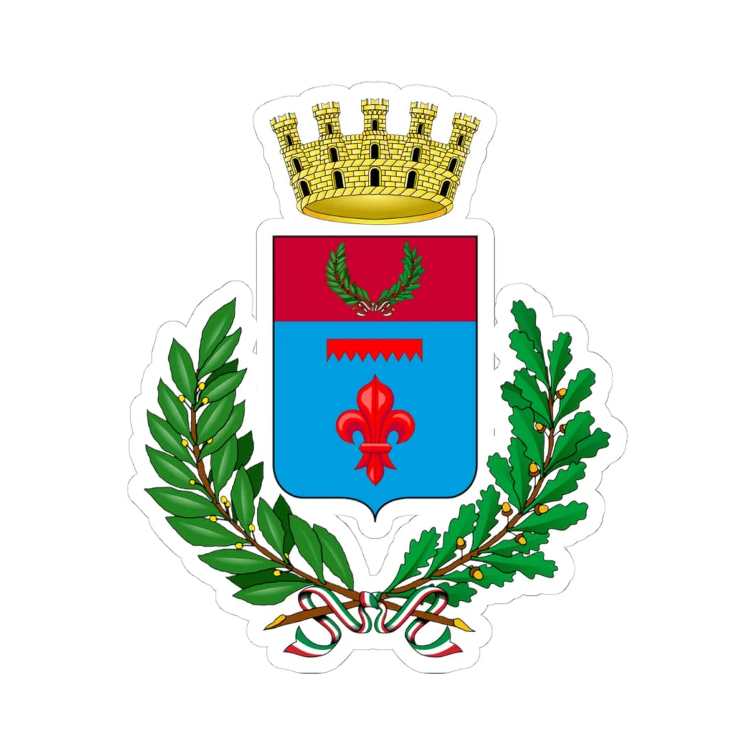 Alzano Lombardo-Stemma (Italy) (Coat of Arms) STICKER Vinyl Kiss-Cut Decal 4 Inch White - The Sticker Space