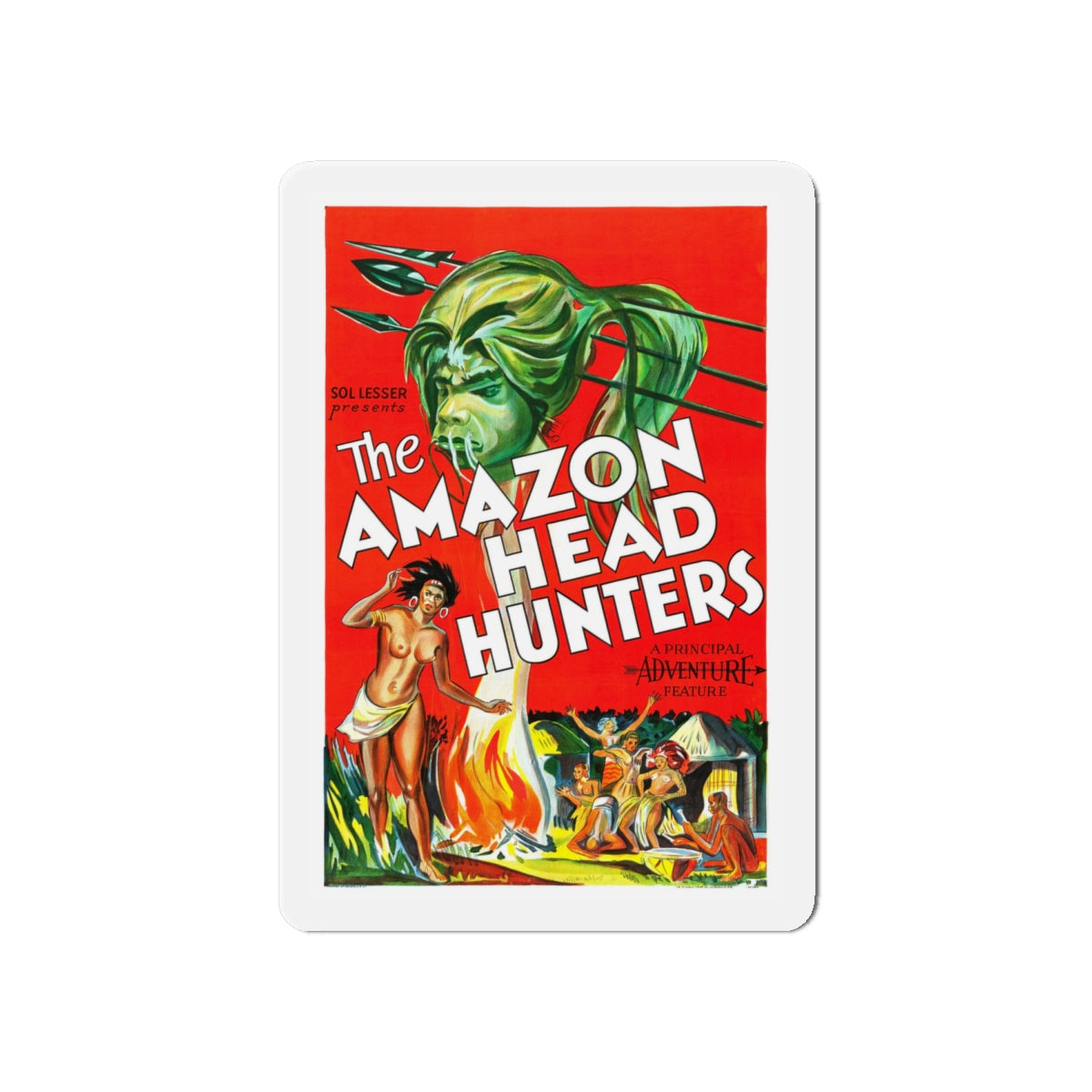 AMAZON HEAD HUNTERS 1932 Movie Poster - Die-Cut Magnet-6 × 6"-The Sticker Space