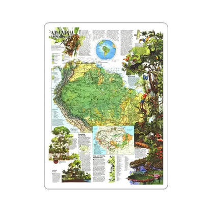 Amazonia - A World Resource at Risk (1992) (Map) STICKER Vinyl Kiss-Cut Decal 6 Inch White - The Sticker Space