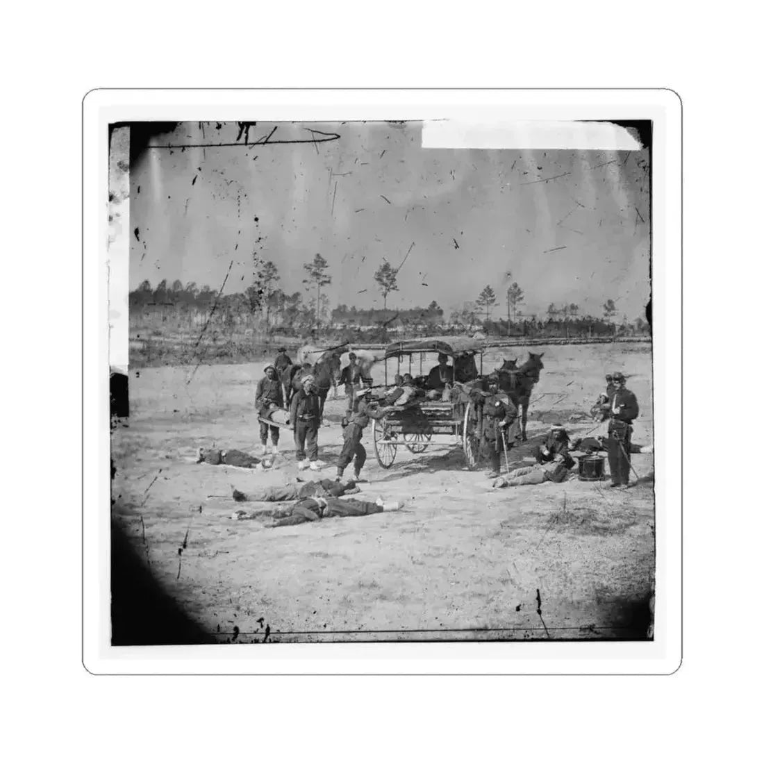 Ambulance Corps. Method of Removing Wounded From the Field (U.S. Civil War) STICKER Vinyl Kiss-Cut Decal 6 Inch White - The Sticker Space